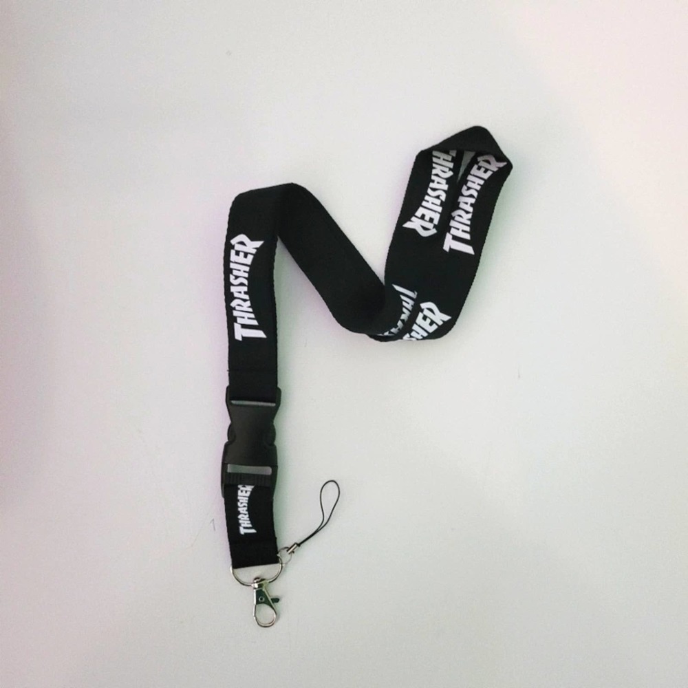 P4. Thrasher Black One Size Lanyard with Clip